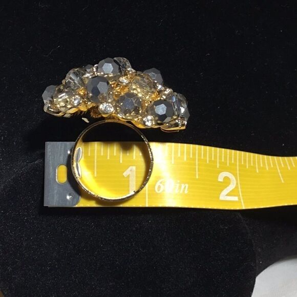 Gold Tone Bead and Gem Adjustable Ring (G1) - Picture 8 of 8
